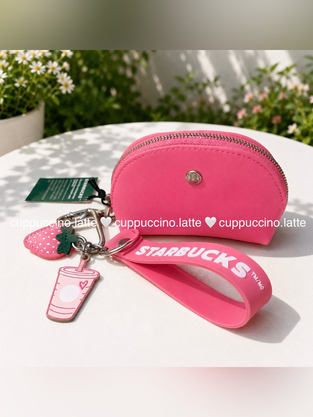 🩷NWT🎀Starbucks 2026 Summer Pink Drink Pouch Wristlet with Charms